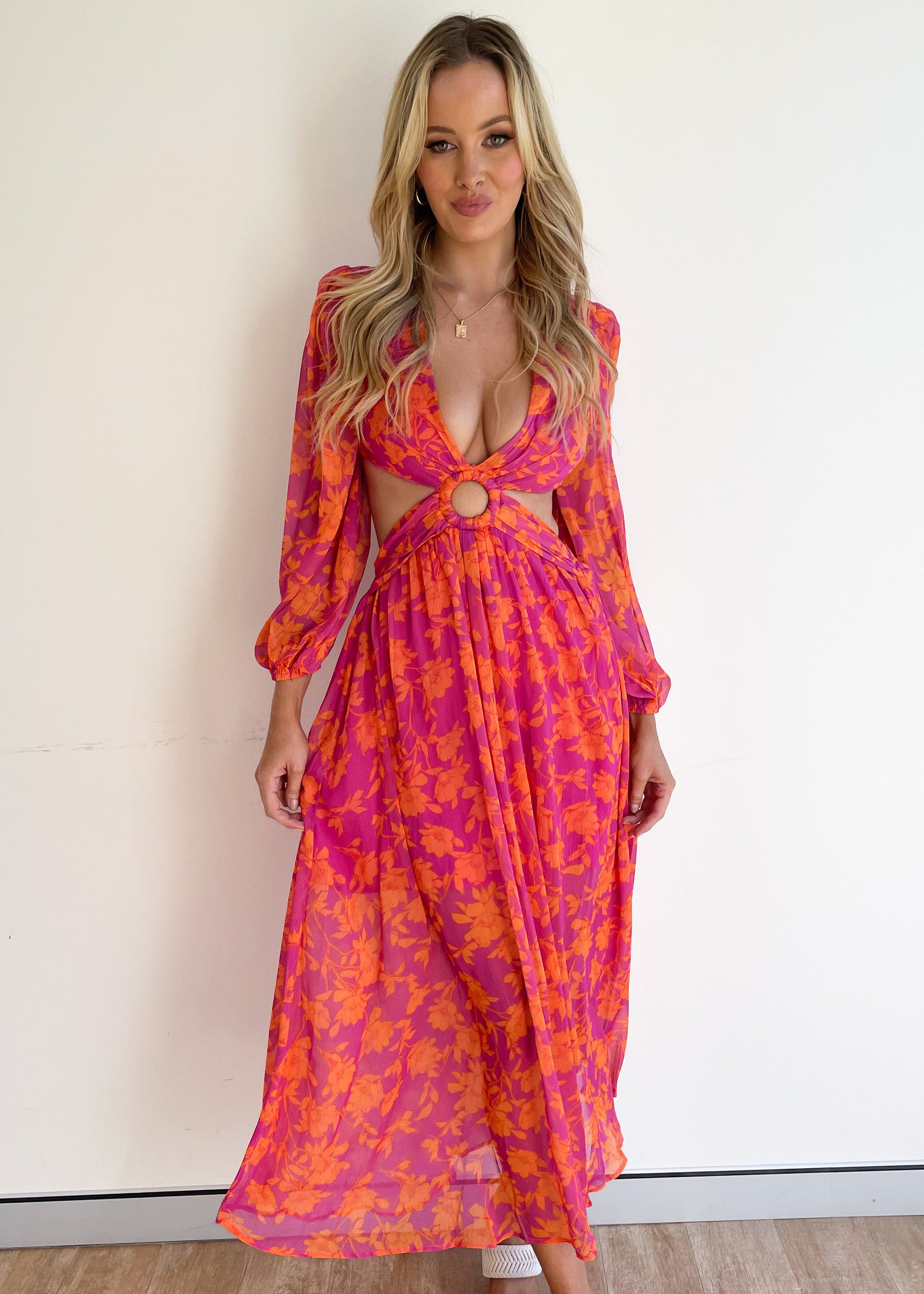 Marinia Maxi Dress - Magenta Floral